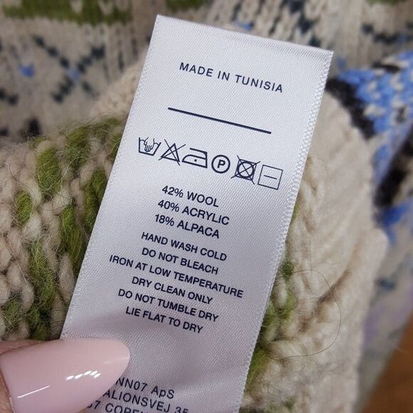 NN07 Sweater Mens Small Cream Pullover Crew Fair Ilse Wool Alpaca STEIN $370 - Picture 6 of 9